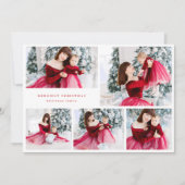 moderne 6 multi Photo Collage RED vrolijke kerst Feestdagenkaart (Voorkant)