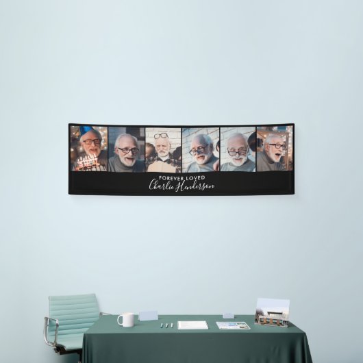 Moderne 6-Photo Custom Text Funeral Banner (Beurs)