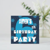 Moderne 6e verjaardag Zes jaar Big Blue Stars B351 Kaart (Staand voorkant)