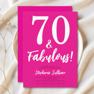 Moderne 70 en Fabulous Roze 70ste Verjaardagsfeest Kaart