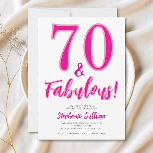 Moderne 70 en Fabulous Roze 70ste Verjaardagsfeest Kaart
