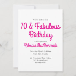 Moderne 70 en Fabulous Roze 70ste Verjaardagsfeest Kaart