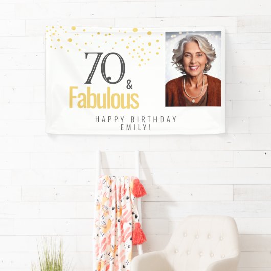 Moderne 70 en Fabulous Verjaardagsfoto Spandoek (Insitu)
