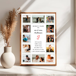 Moderne 70e Jubileum Custom Photo Collage Poster