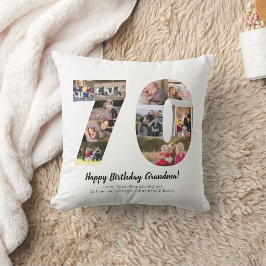 Moderne 70e Nummer Fotocollage Custom Greeting Kussen (Deken)