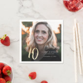 Moderne 70e verjaardag foto Zwart & Goud Script Servet (Insitu)