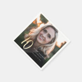 Moderne 70e verjaardag foto Zwart & Goud Script Servet (Hoek)