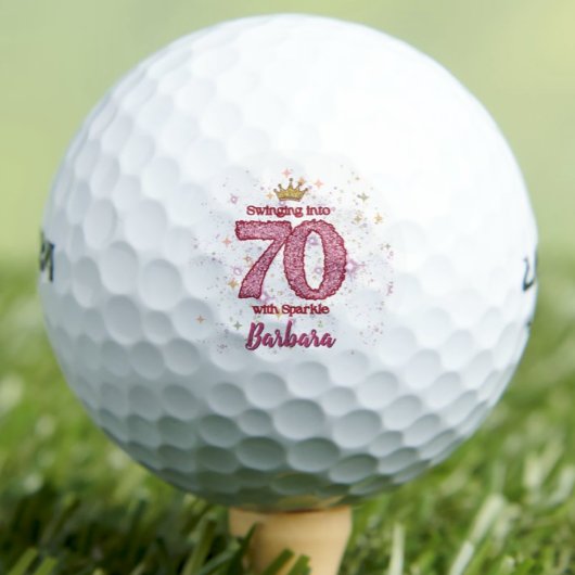 Moderne 70e verjaardag golfbal 70 jaar girly roze golfballen