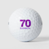 Moderne 70e verjaardag golfballen paarse initialen (Voorkant)