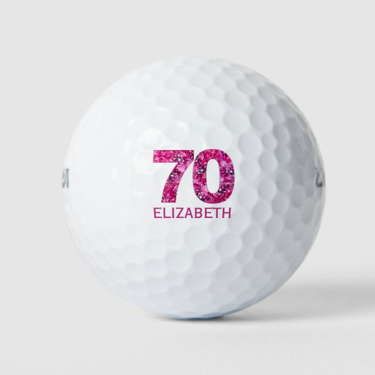 Moderne 70e verjaardag golfballen roze initialen (Voorkant)
