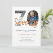 Moderne 70e verjaardag met 2 foto's toen en nu kaart (Staand voorkant)