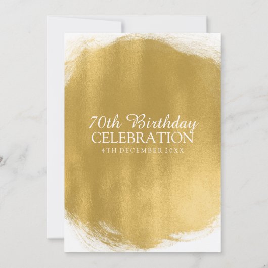 Moderne 70e Verjaardag Party Gold Paint Look Kaart (Achterkant)