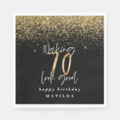 Moderne 70e verjaardag typografie goud glitter par servet (Voorkant)