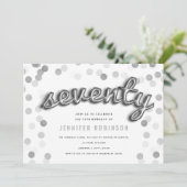 Moderne 70e verjaardag Zilveren Ballonnen Glitter Kaart (Staand voorkant)