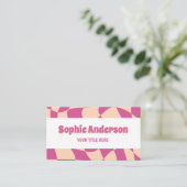 Moderne 70s Retro Roze Golf met QR-code Visitekaartje (Staand voorkant)