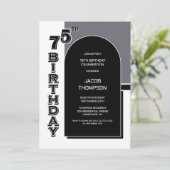 Moderne 75e verjaardag Black Arch Party Kaart (Staand voorkant)