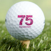 Moderne 75e verjaardag golfballen 75 roze initiale