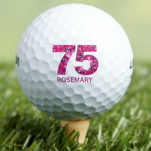 Moderne 75e verjaardag golfballen 75 roze initiale