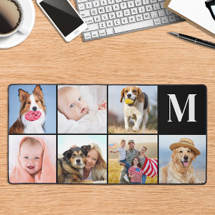 Moderne 7 Fotocollage Custom Eenvoudig Monogram Bureaumat