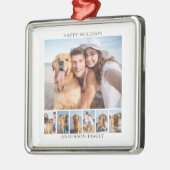 Moderne 7 fotocollage gepersonaliseerde kerst metalen ornament (Links)