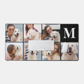Moderne 7 Fotocollage Monogram Aangepaste kleur Bureaumat (Keyboard & Muis)