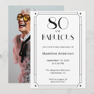 Moderne 80 & Fabulous Zwart Wit Foto Verjaardag Kaart