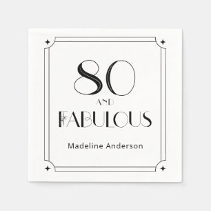 Moderne 80 & Fabulous Zwart Witte Verjaardag Servet