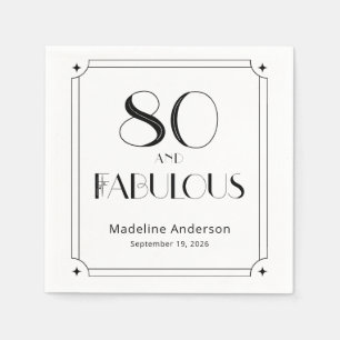 Moderne 80 & Fabulous Zwart Witte Verjaardag Servet