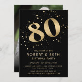 Moderne 80e 80e verjaardag foto Gouden Glitter Kaart (Voorkant / Achterkant)