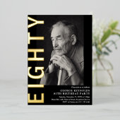 Moderne 80e verjaardag Foto 80e verjaardag Folie Uitnodiging (Staand Voorkant)