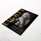 Moderne 80e verjaardag Foto 80e verjaardag Folie Uitnodiging (Gedraaid)