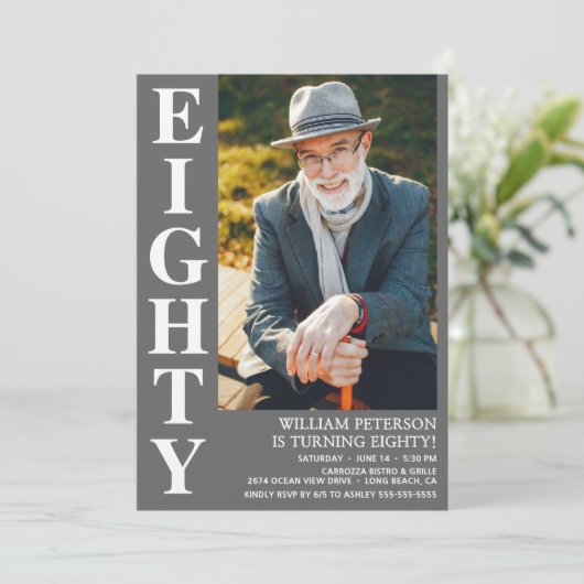 Moderne 80e verjaardag Foto 80e verjaardag Kaart (Staand voorkant)
