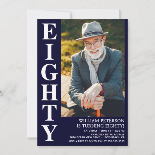 Moderne 80e verjaardag Foto 80e verjaardag Kaart (Voorkant)