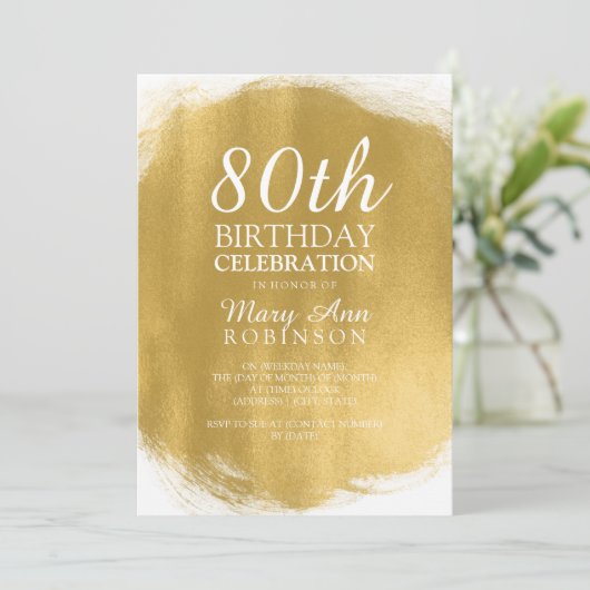Moderne 80e verjaardag Gold Paint look Kaart (Staand voorkant)