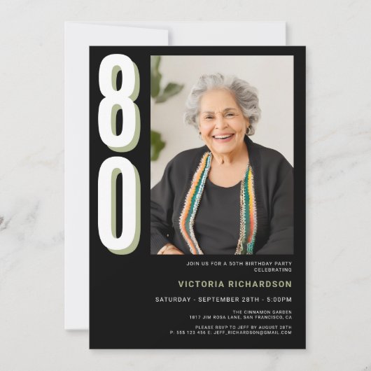 Moderne 80e verjaardag kaart (Voorkant)