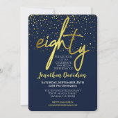 Moderne 80e verjaardag Navy Gold Kaart (Voorkant)