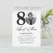 Moderne 80e verjaardag Party foto uitnodiging (Staand voorkant)