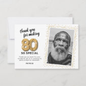 Moderne 80e volwassen verjaardag foto bedankkaart (Voorkant)