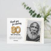 Moderne 80e volwassen verjaardag foto bedankkaart (Staand voorkant)