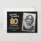 Moderne 80e volwassen verjaardag foto bedankkaart (Voorkant)