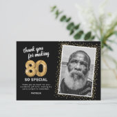 Moderne 80e volwassen verjaardag foto bedankkaart (Staand voorkant)