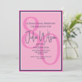 Moderne 80ste Roze Marine Gelaagde Script Verjaard Kaart (Staand voorkant)