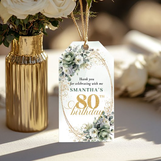 Moderne 80ste verjaardag Eucalyptus Favor Tag Cadeaulabel