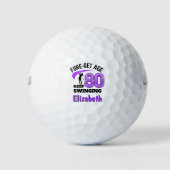Moderne 80ste verjaardag golfballen 80 paarse init (Voorkant)