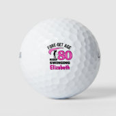 Moderne 80ste verjaardag golfballen 80 roze initia (Voorkant)