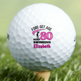 Moderne 80ste verjaardag golfballen 80 roze initia