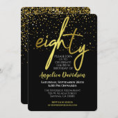 Moderne 80ste verjaardag zwart goud kaart (Voorkant / Achterkant)