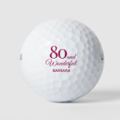 Moderne 80ste verjaardagsfeest eenvoudige roze gol golfballen (Voorkant)