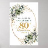Moderne 80ste waterverf Eucalyptus Welkom Bord Poster (Voorkant)