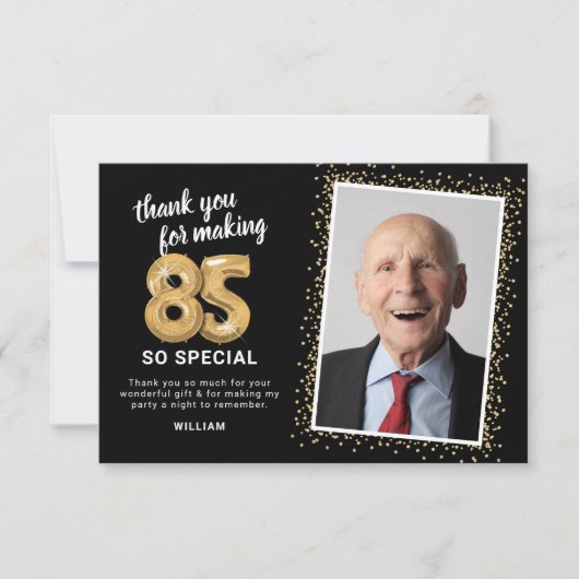 Moderne 85e foto van de volwassen verjaardag bedankkaart (Voorkant)